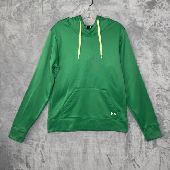 Under Armour Hoodie Sweatshirt Mens Medium Green Pullover Semi-Fitted Fleece - Picture 1 of 8